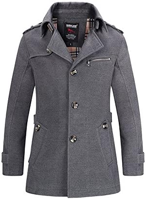 JKDOOXI Men's Casual Windbreaker Man Woolen Button Coat Outwear
