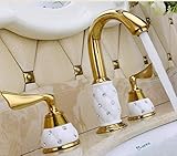 Luxus-Becken Wasserhahn Wasserhahn Messing Keramik Diamant Bad Wasserhahn Gold verbreitet Becken Waschbecken Wasserhahn
