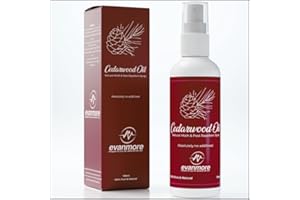 EVANMORE Cedarwood Oil Moth Repellent Repeller Spray Natural Safe Clothes Carpet Curtain Moths Insect pests 100ml Prevention Deterrent Wardrobe Cupboard Drawers Clothing Essential Oil Protection Effective (1)