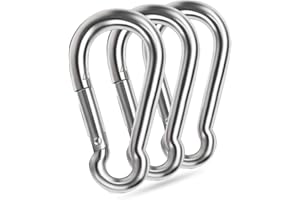EKUNBUY Large Spring Snap Hooks, 304 Stainless Steel Carabiner Clip Heavy Duty Rope Connector Link Buckle 1/2 3/8 Clip for Gym Equipment Hammock Swing