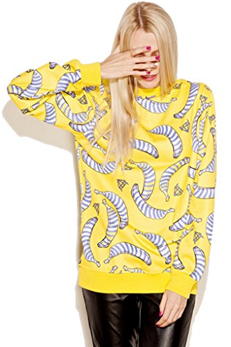 THENICE Women's Fashion Sport Pullovers Couples Sweater Sweatshirt T-shirt (Banana)