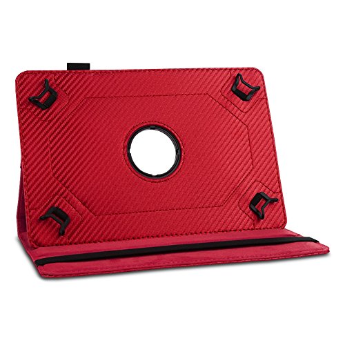 NAUC Tablet Schutzhülle für Ihr Medion Lifetab X10311 X10302 P10400 P10506 P10505 S10366 S10352 P10356 S10346 S10345 aus Kunstleder mit praktischer Standfunktion und 360° Drehfunktion kombiniert Schutz und Design Hülle Cover Case Tasche, Farben:Rot - 5