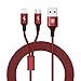 Produktbild Lightning USB Kabel, Hizek 1.2M 2 in 1 Nylon Magnetisches USB Lightning Ladekabel Datenkabel High Speed Sync für iPhone 7/7 Plus / 6S / 6S Plus, Samsung Galaxy S8p/ S8/ S7 Edge/S6 /S5 / S4 / S3 --Rot