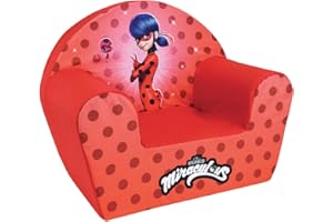 JEMINI Fun House 713625 Miraculous Ladybug-Poltrona Club Origine Francia, Garanzia per Bambini, L.52 x P.33 x H.42 cm, Rattan, Rosso, S