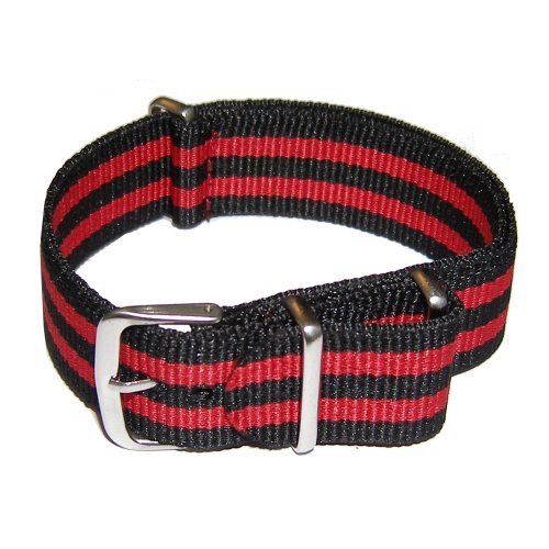 NATO Band Strap Schwarz/Rot Black/Red 20mm 10nachzehn