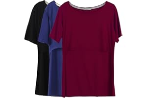 Smallshow Women's Nursing Tops Short Sleeve Layered Design Breastfeeding Shirts