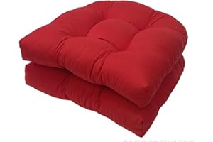 Budstfee Outdoor Seat Cushion, Wicker Chair Cushion, 2PCS 19x19inch Patio Furniture Cushions for Wicker Chair Cushion Garden Chair Pad for Indoor 2PCS Red