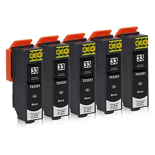 5 Druckerpatronen kompatibel zu Epson 33-XL / T3331 / T3351 (Schwarz) passend für Epson Expression Premium XP-530 XP-540 XP-630 XP-635 XP-640 XP-645 XP-830 XP-900