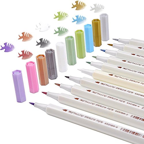 WCOCOW Metallic Marker Pens, set di 10 colori, Metallic color painting Marker per regalo di biglietti, DIY photo album,Metallic pennarelli+8 carta nera kraft (Brush Tip)