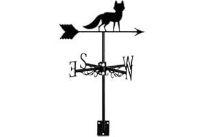 ANCNA-U Wetterfahne, Wildtier-Ornament, Windrichtungsanzeige, Edelstahl, Wetterhahn mit Dachhalterung, für Garten, Dekoration, Bauernhaus, Terrasse, Hof, Fuchs