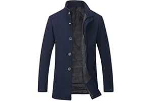 YOUTHUP Cappotto in Lana da Uomo Vestibilità Regolare Cappotti da Lavoro Invernale in Lana di Transizione