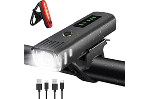 KUWUNG Luces Bicicleta Delantera y Trasera, LED Luces Bicicleta Recargable USB, Impermeable IPX5 Luz Bicicleta Delantera y Trasera, Luces Bici con 4 Iluminación Modos