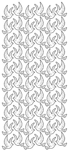 Konturensticker "Tauben" silber,bogen 10 x 23 cm