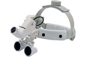 Athenadental Lupa de Cristal quirúrgico con Lupa Binocular Dental + Faro LED (3,5 x 280-380 mm)