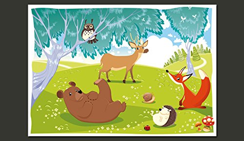 FOTOTAPETE 350×245 cm – VLIES TAPETE PREMIUM – PROFI QUALITÄT – Top moderne Wanddeko – Riesen Wandbild – Top Design Tapete – Neue exklusive Edition mit noch besser Druckauflösung – Deutsches Premium Vlies – für Kindertapete Kinderzimmer Kinder Wald Tiere e-A-0031-a-a - 2