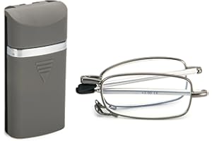 KoKoBin Składane okulary do czytania ze stali nierdzewnej, mini antyrefleksyjne, z etui na okulary, dla kobiet i mężczyzn, małe przenośne urządzenie do czytania