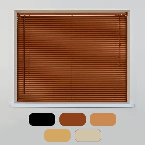 Woodgrain Effect PVC Venetian Blinds - Multiple Colours & Sizes (120cm x 150cm, Dark Oak)