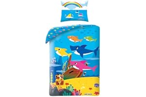 Halantex Ropa de cama de algodón 140 x 200 + 70 x 90 cm Baby Shark