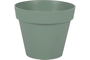 EDA – Maceta Redonda Toscana de 20 cm de diámetro, Volumen 3 L, diámetro 20 x 17 cm, Verde Laurel