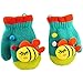 Pandaren® baby boy girl infant super warm wool yarn knit mittens for kids 2-6 years (Fish) (Blue)