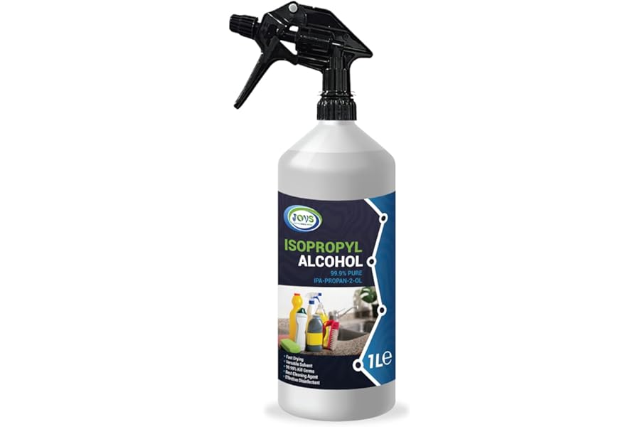 Isopropyl Alcohol 99.9% Pure | Lab Grade IPA | Isopropanol 1 Litre | Rubbing Alcohol for Cleaning and Disinfecting | Solvent for Electronics, Windows, Glass, Appliances.