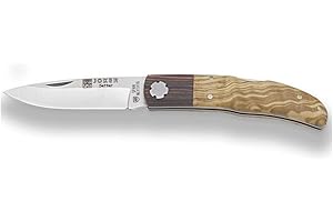 Joker Navaja Deportiva Setter NO114, Mango de Madera de Olivo, con virola Palisandro, Hoja MOVA de 8 cm, Herramienta de Pesca, Caza, Camping y Senderismo