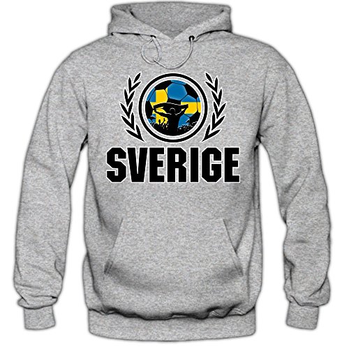 Schweden EM 2016 #2 Hoody | Fußball | Herren | Blågult | Trikot | Nationalmannschaft, Farbe:Graumeliert (Greymelange F421);Größe:L