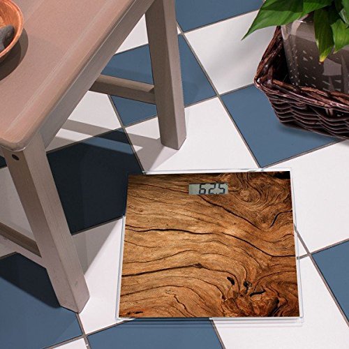 banjado – Personenwaage digitale Körperwaage 30cm x 30cm aus Glas mit Motiv Trockenes Holz - 2