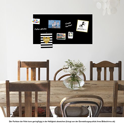 Selbstklebende und magnetische Vinyl- Tafelfolie in verschiedene Größen | Kreidetafel | Farbe: Schwarz | Formate: 50x70cm|100x50cm|100x75cm|100x150cm|100x250cm|100x300cm|100x500cm | inkl. 2xKreide + 10er Set SuperMagnete| Kreidetafel | Wandfolie (100×75 cm) - 3