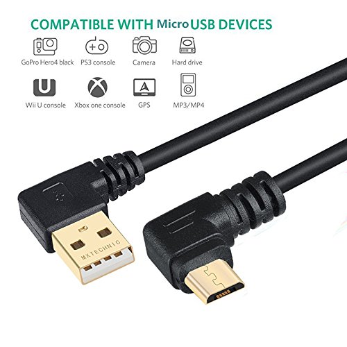 MXtechnic USB 2.0 Kabel 90° High Speed A-Stecker auf Micro-B-Winkelstecker Ladenkabel Vergoldet Rechts Winkel Datenkabel Schwarz (10 cm) - 7