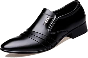 LANFENGEU Mocassini Eleganti da Uomo in Pelle Nera con Punta a Punta Oxford Piatti Traspiranti da Cerimonia per Ufficio