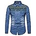 Produktbild serliy Mens 'Ethnic Herbst Winter Vintage Distressed Jeansjacke Tops Mantel Outwear Pant Pant Langarm Tragen Lässige Anzug Tragen Lässige Kleidung Kleid langärmlig Knopfleiste schöne Langarmshirts