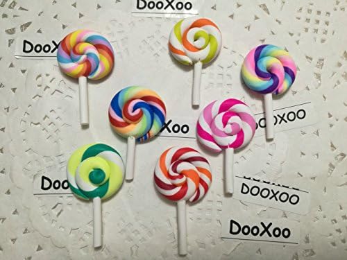 DOOXOO 6pc Fake Candy Photo Prop Lollipop Party Cupcake Toppers Decoration for Kids Birthday Party Cake Favors