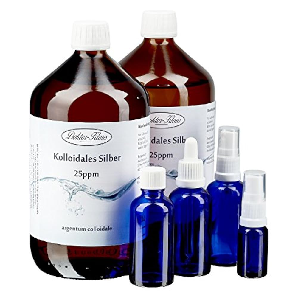 Kolloidales Silber Doktor-Klaus, 25ppm, Profiset 2, 2x1000ml KS, LF je 50ml Blauglasflasche OV, Spray, Pipette, 10ml Blauglasflasche Spray, Leitfaden Normalpreis: 159, 10 EUR