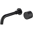 Brass Concealed Wall Mounted Bathroom Faucet Basin Sink Mixer Taps,Knob Handle Swivel Spout Matte Black