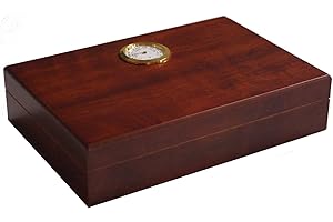 GERMANUS Nawilżacz cygar do podróży, kanapy lub tarasu w kolorze brązowym z drewnem cedrowym, nawilżaczem i higrometrem w kolorze brązowym