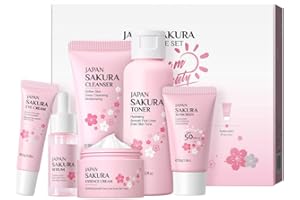 Hocossy Daily Skin Care Set per ragazze adolescenti, antietà, set regalo per la cura del viso Sakura Gentle Skin Cleansing & Care da donna, per tutti i tipi di pelle, idratante (sakura, 6 pezzi)