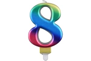 PARTY GO 8 Anno Candele di Compleanno Numero 8, Candele di Compleanno Colori dell'arcobaleno, Adatto A Feste di Compleanno