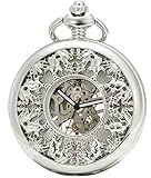 SEWOR Japón Koi ver a través de mecánica mano viento reloj de bolsillo Lucky reg