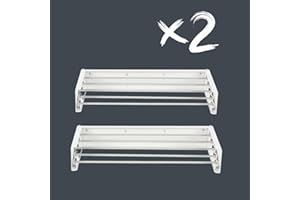 Foxydry Hide, Étendoir mural, étendoir à linge mural et balcon, étendoir extérieur et intérieur rétractable, étendoir refermable. 2 pièces. 101 x 50 x 11,5 cm (2 x 101 cm, blanc (édition limitée)