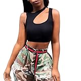Yvelands Damen Mode Weste Tank Tops Frauen Sexy Solide Sleeveless Aushöhlen Ernte Short Navel Top(Schwarz,S)