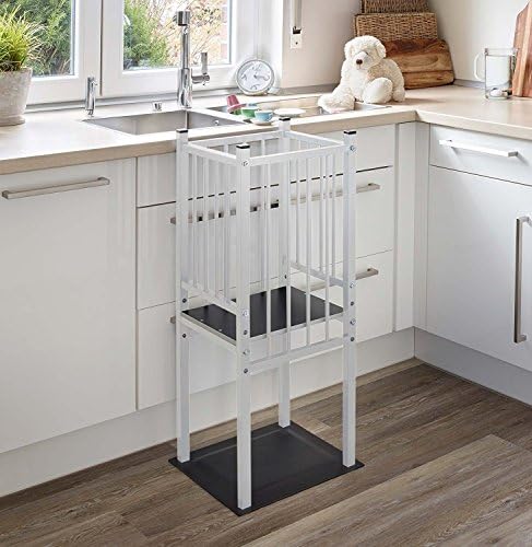 BABYDAY® NEW Exclusively: Toddler / Baby / Children’s Learning Tower Kitchen Helper | to practice standing and much more | stable metal frame | White