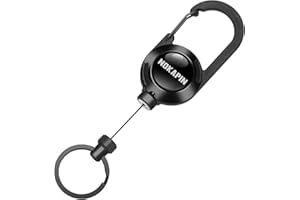 NOKAPIN Retractable Keyring, Heavy Duty Retractable Lanyard, Extendable Retractable Keychain with Steel Wire Rope Retractable ID Badges Holder((Black)