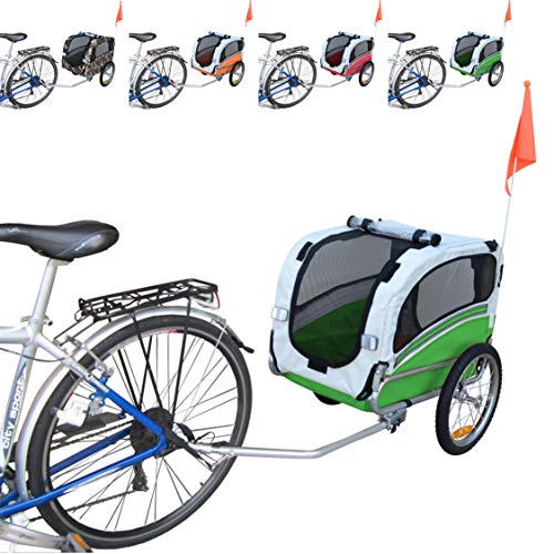 POLIRONESHOP SNOOPY rimorchio per trasporto cani cane animali carrello carrellino trasportino rimorchi da bici bicicletta dog portacani portacane porta appendice x (Verde, Small)