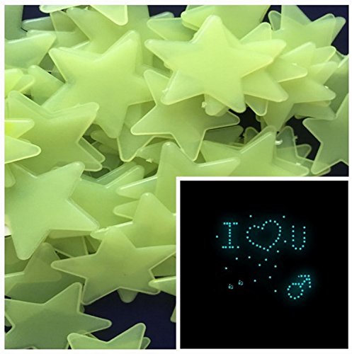 200PCS Home Wall Glow In The Dark Stars Stickers Decal Baby Kid's Nursery Room - DIY Wall Decal - Light Green - Plastic Luminous Wall Stickers Bedroom Decoration
