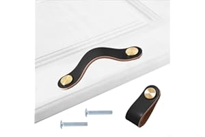 HY HUIJUN Poignées cuir de Placard, 4 Poignée Poignées de meubles vintage,Boutons en cuir pour armoires de cuisine