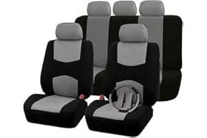 Rebeca Shop Fundas de asiento de coche con funda de volante y cinturón A18 (gris)