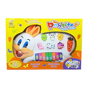 Swag Market Stylish Rabbit Musical Piano for Kids with 3 Modes Animal Sounds, Flashing Lights & Wonderful Music