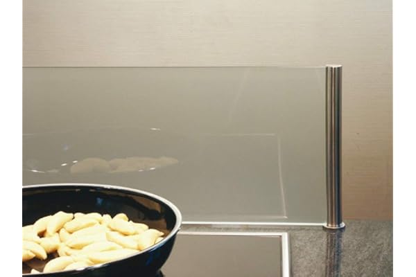 Gedotec Credence en Verre Fond de Cuisine - Anti-Salissures en Verre et Inox pour Feux à Induction ou Radiant - Panneau Anti-Eclaboussure Murale, Protection d’Ustensiles et Plan de Travail - 900mm