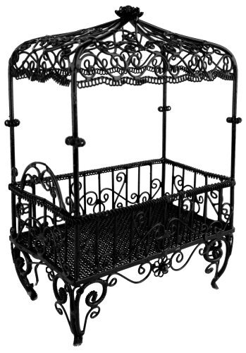 MyGift 6 inch Handmade Vintage Victorian Canopy Style Black Décor Table Top Earrings Necklaces Bracelets Jewelry Holder / Organizer Stand / Display Rack